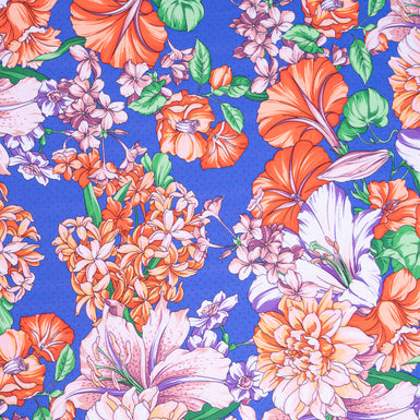 Soft Red Floral Printed Royal Blue Pure Cotton