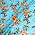 Orange & Ivory Floral Printed Sky Blue Cotton