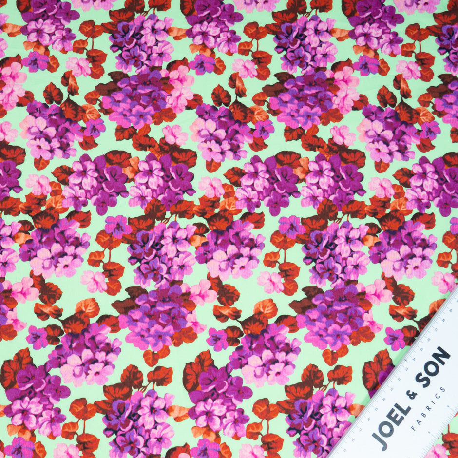 Busy Pink & Red Floral Printed Mint Green Pure Cotton