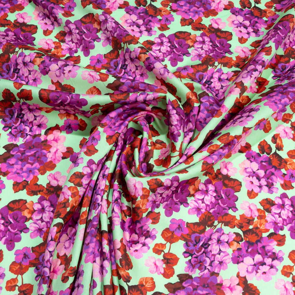 Busy Pink & Red Floral Printed Mint Green Pure Cotton