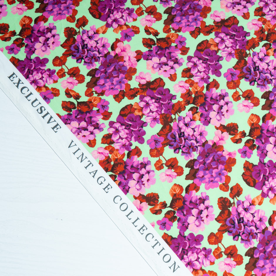 Busy Pink & Red Floral Printed Mint Green Pure Cotton