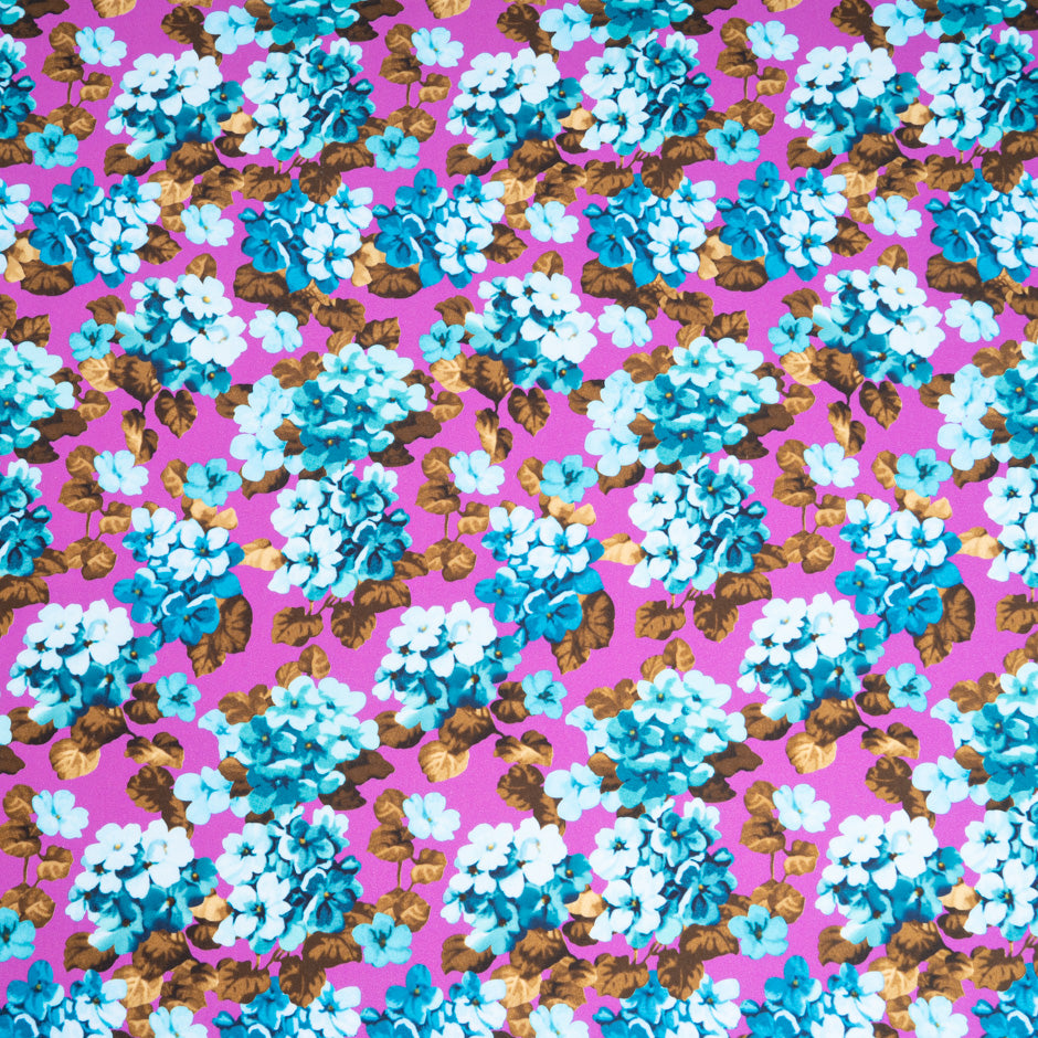 Blue Floral Printed Magenta Pink Pure Cotton