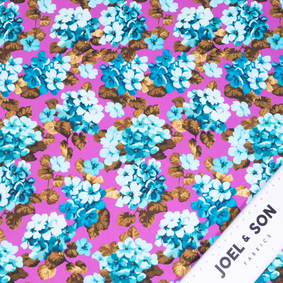 Blue Floral Printed Magenta Pink Pure Cotton