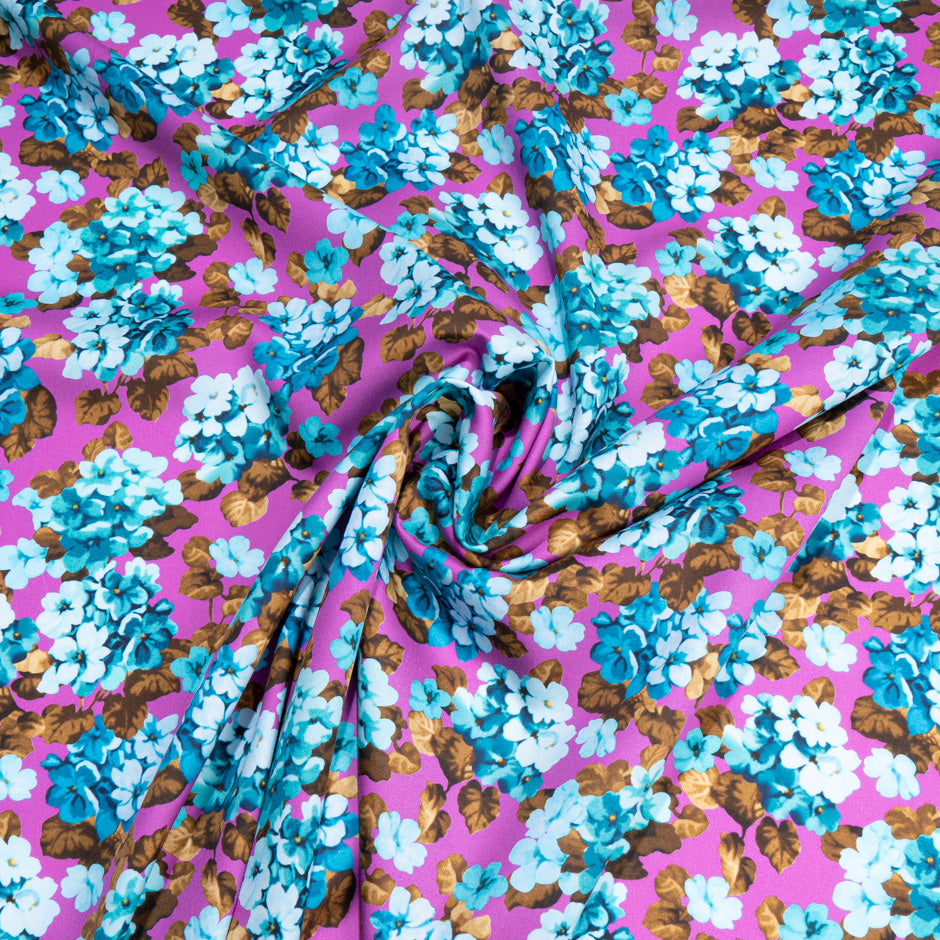 Blue Floral Printed Magenta Pink Pure Cotton