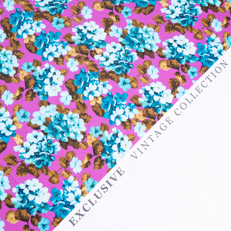 Blue Floral Printed Magenta Pink Pure Cotton