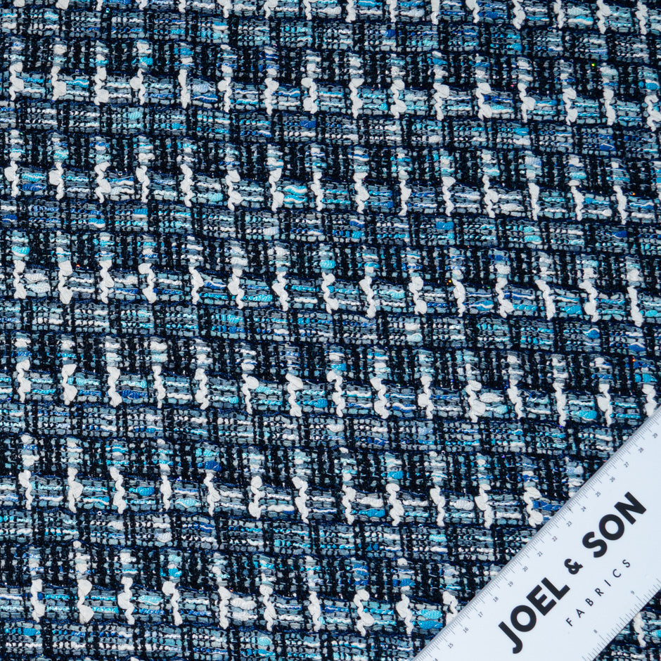 Blue & Black Heavy Woven Cotton Blend Boucle