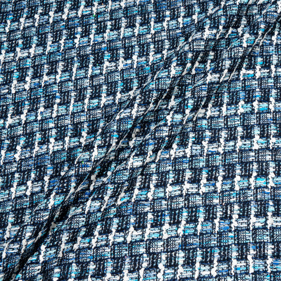 Blue & Black Heavy Woven Cotton Blend Boucle