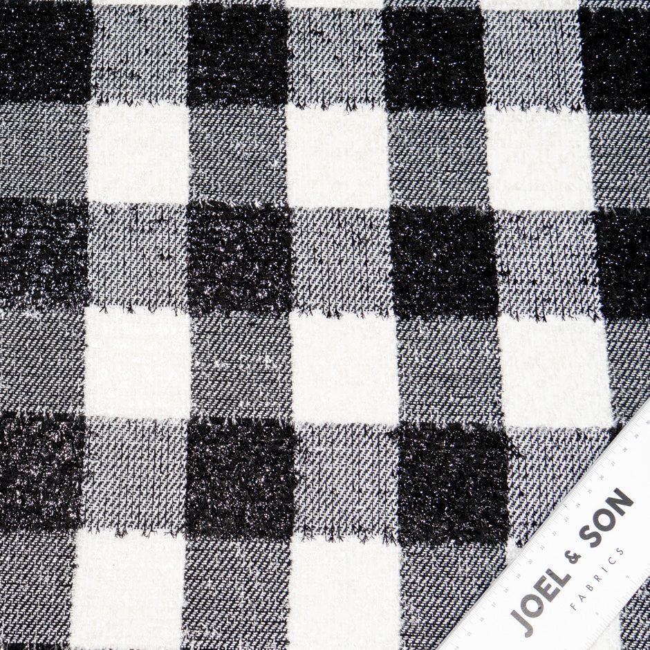 Monochrome Lurex Checkered Silk & Wool Bouclé