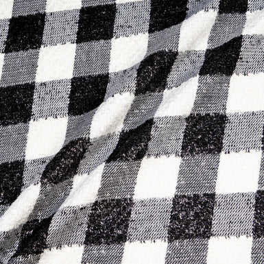 Monochrome Lurex Checkered Silk & Wool Bouclé