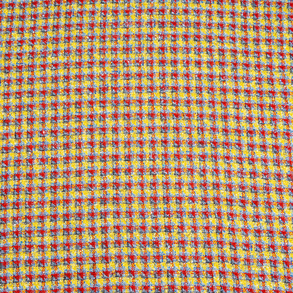 Yellow, Red & Blue Metallic Checkered Bouclé