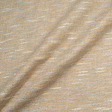 Beige & Pastel Threaded Linen Blend Bouclé