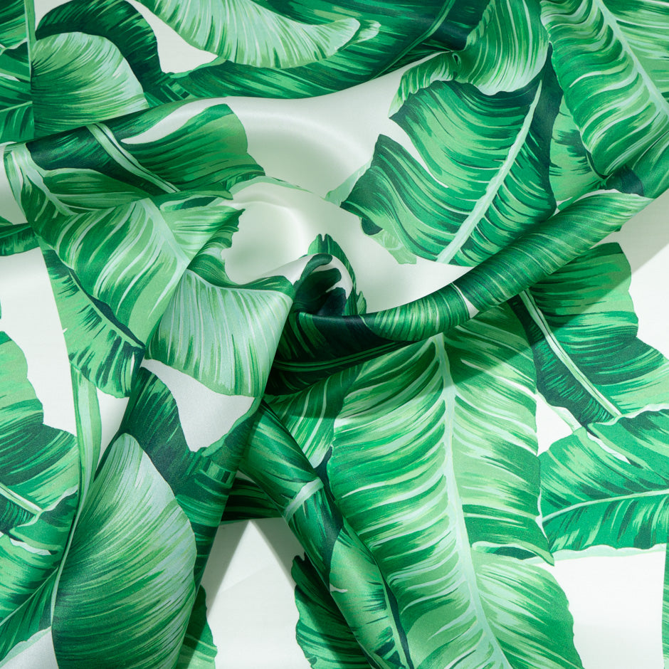 Palm Printed Double Silk Organza