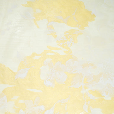 Pastel Yellow Floral Laminated Printed Organza