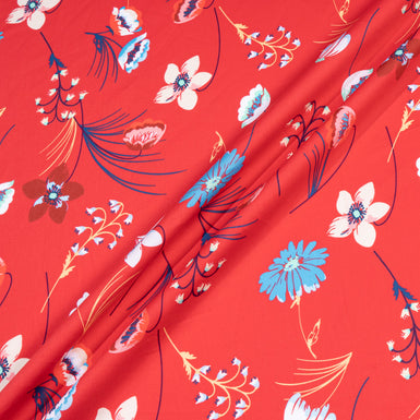 Floral Printed Cherry Red Luxury Cotton