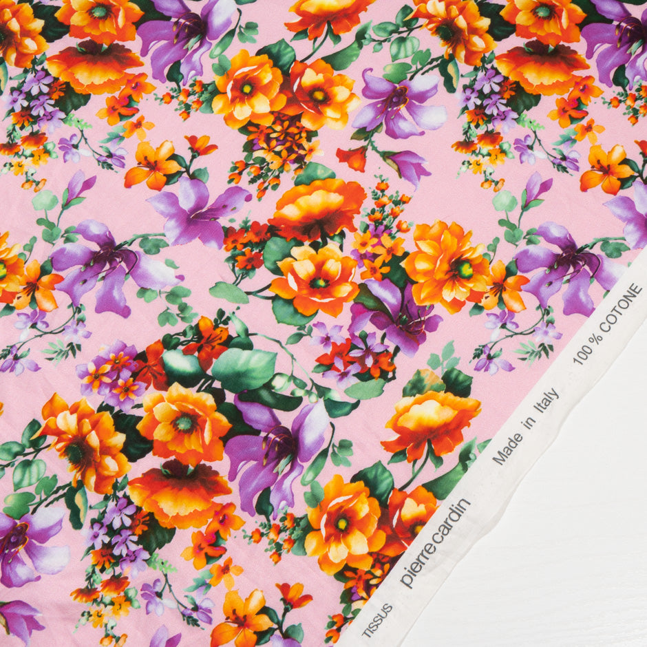 Orange & Purple Printed Baby Pink Cotton
