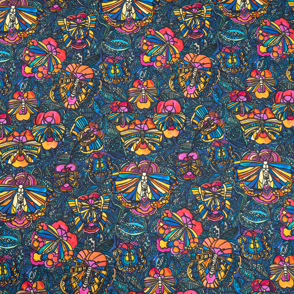 Bright Abstract Printed Teal Luxury Cotton