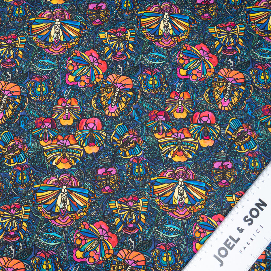 Bright Abstract Printed Teal Luxury Cotton