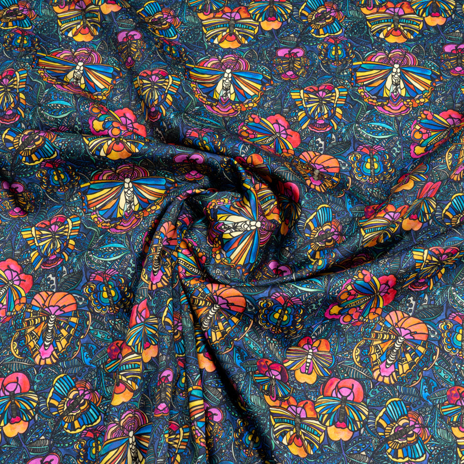 Bright Abstract Printed Teal Luxury Cotton