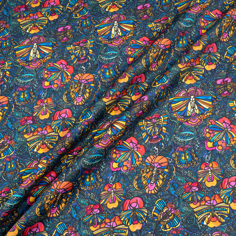 Bright Abstract Printed Teal Luxury Cotton