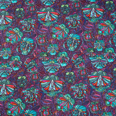 Multi-Coloured Abstract Fly Printed Luxury Cotton