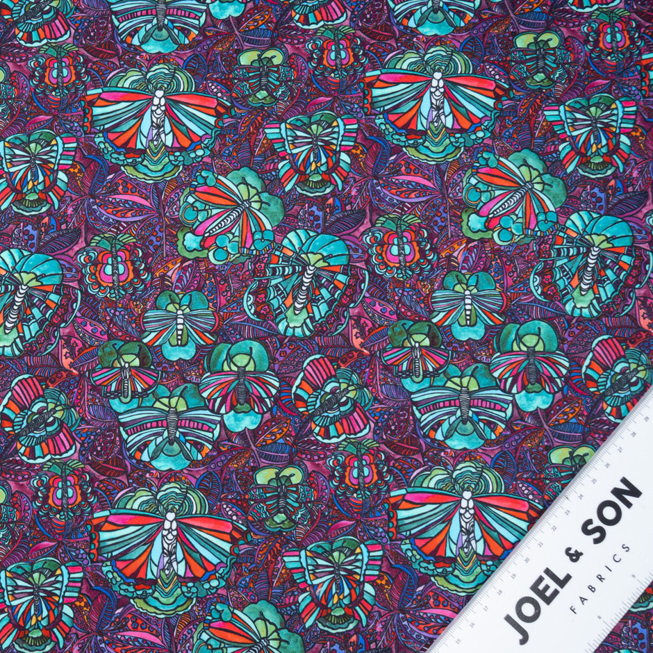 Multi-Coloured Abstract Fly Printed Luxury Cotton