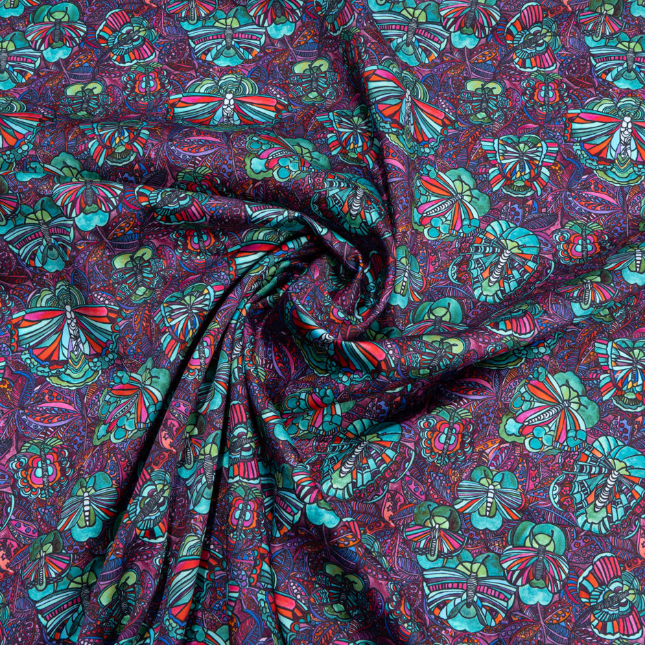 Multi-Coloured Abstract Fly Printed Luxury Cotton
