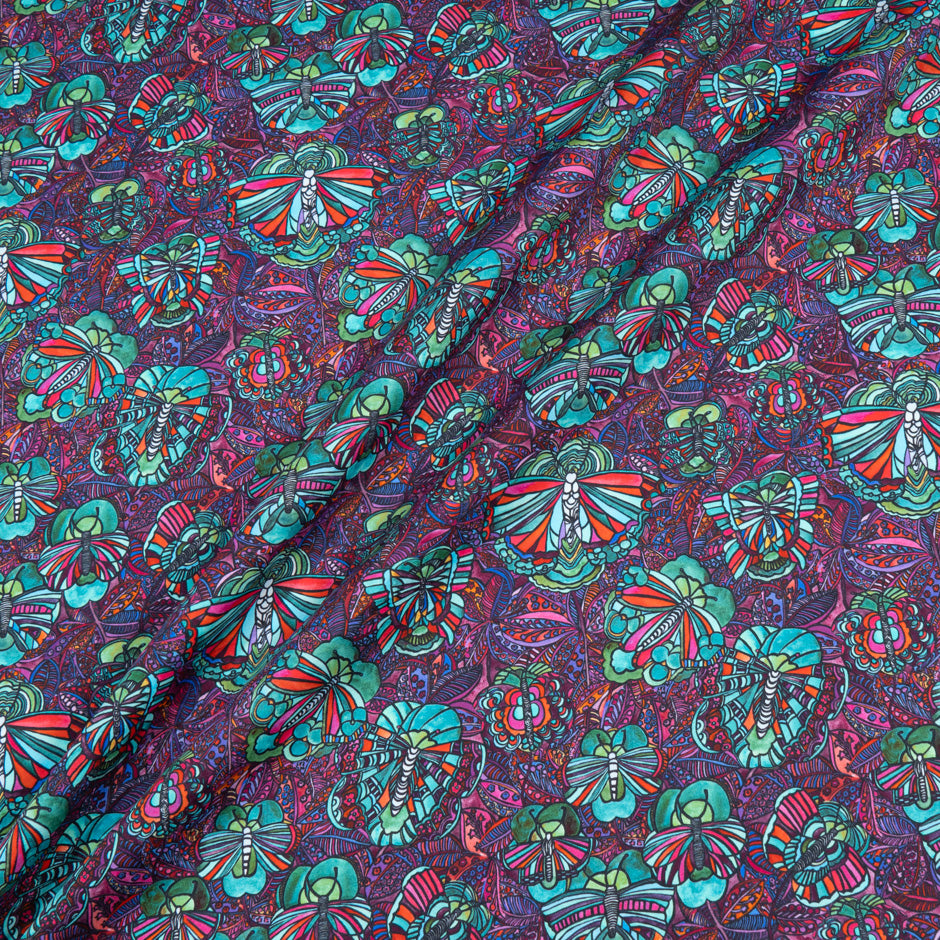Multi-Coloured Abstract Fly Printed Luxury Cotton