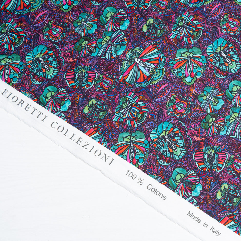 Multi-Coloured Abstract Fly Printed Luxury Cotton