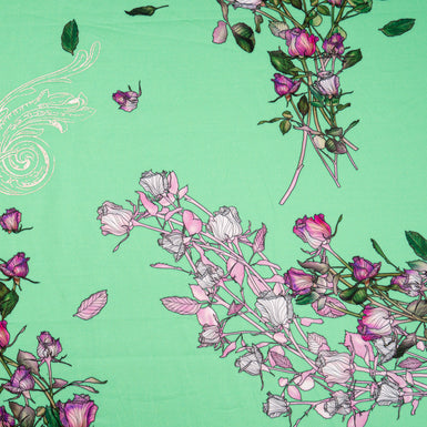 Magenta Floral Printed Mint Green Luxury Cotton