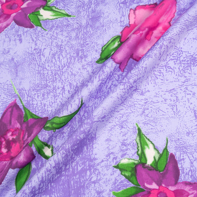 Fuchsia Floral Printed Lavender Luxury Cotton