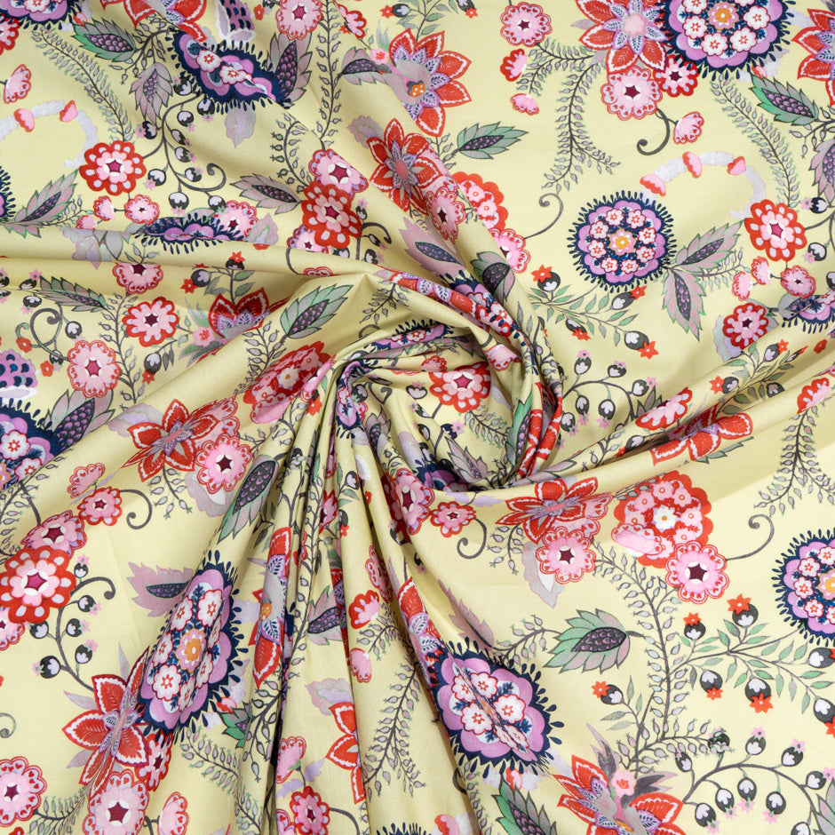 Lilac, Red & Blue Geo Floral Printed Luxury Cotton