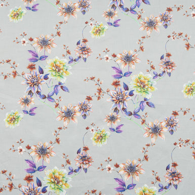 Floral Printed Pale Grey Luxury Cotton