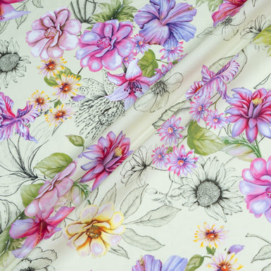 Pink Floral Printed Pale Green Luxury Cotton