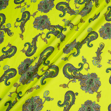 Paisley Printed Fluorescent Yellow Luxury Cotton