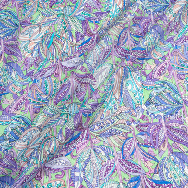 Lilac, Blue & Purple Printed Green Luxury Cotton