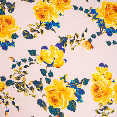 Yellow Rose Printed Baby Pink Pure Cotton