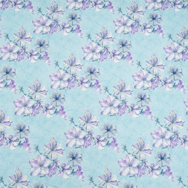 Lilac Floral Printed Blue Luxury Cotton