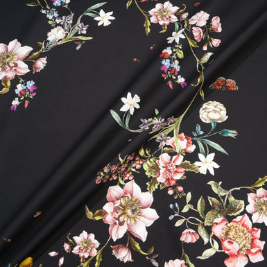 Shaded Floral Printed Black Pure Cotton
