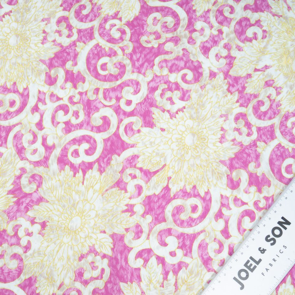 Yellow & Pink Floral Vision Printed Luxury Cotton