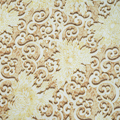 Yellow & Beige Floral Vision Printed Luxury Cotton