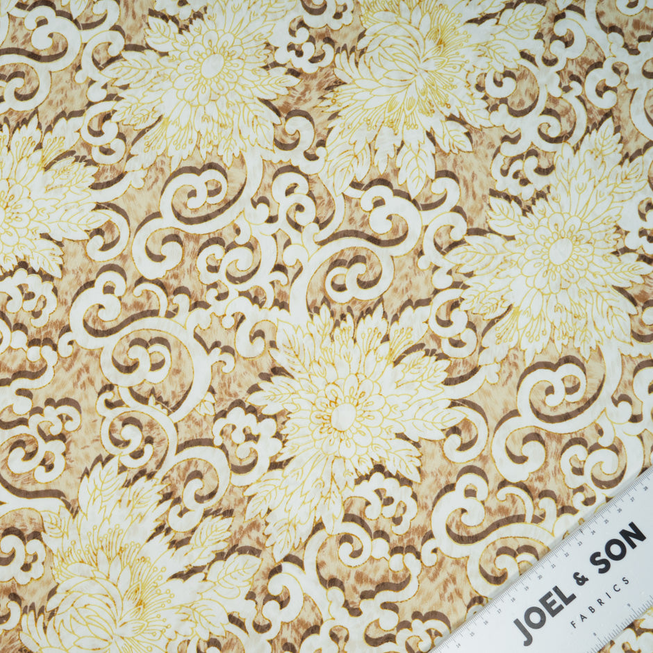 Yellow & Beige Floral Vision Printed Luxury Cotton