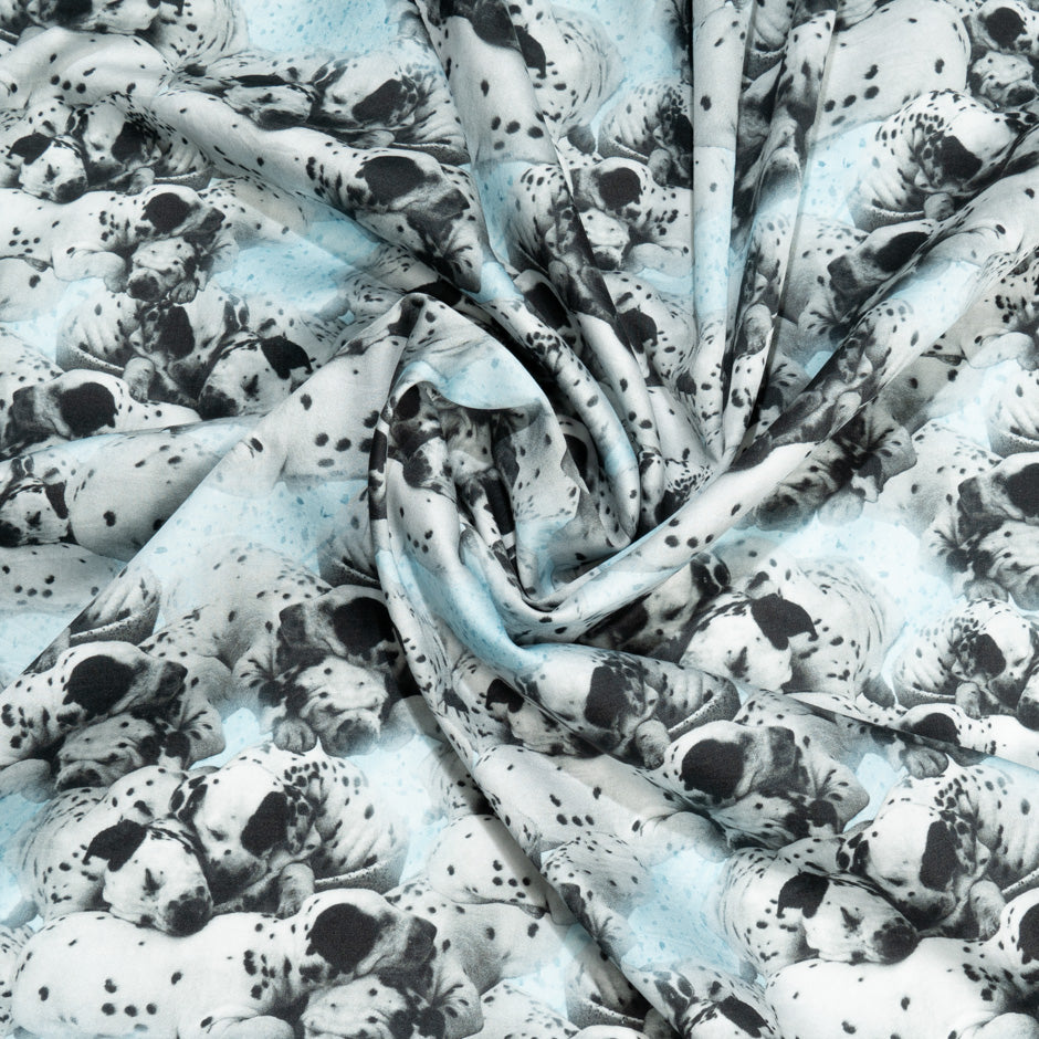 Dalmatian Printed Pale Blue Luxury Cotton