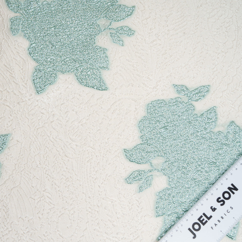 Metallic Aqua Floral Jacquard Organza