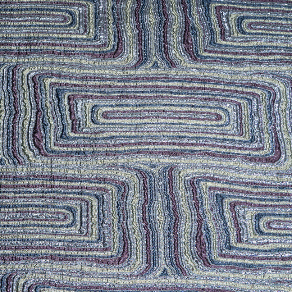 Lilac & Multi-Coloured Geo Metallic Cloqué