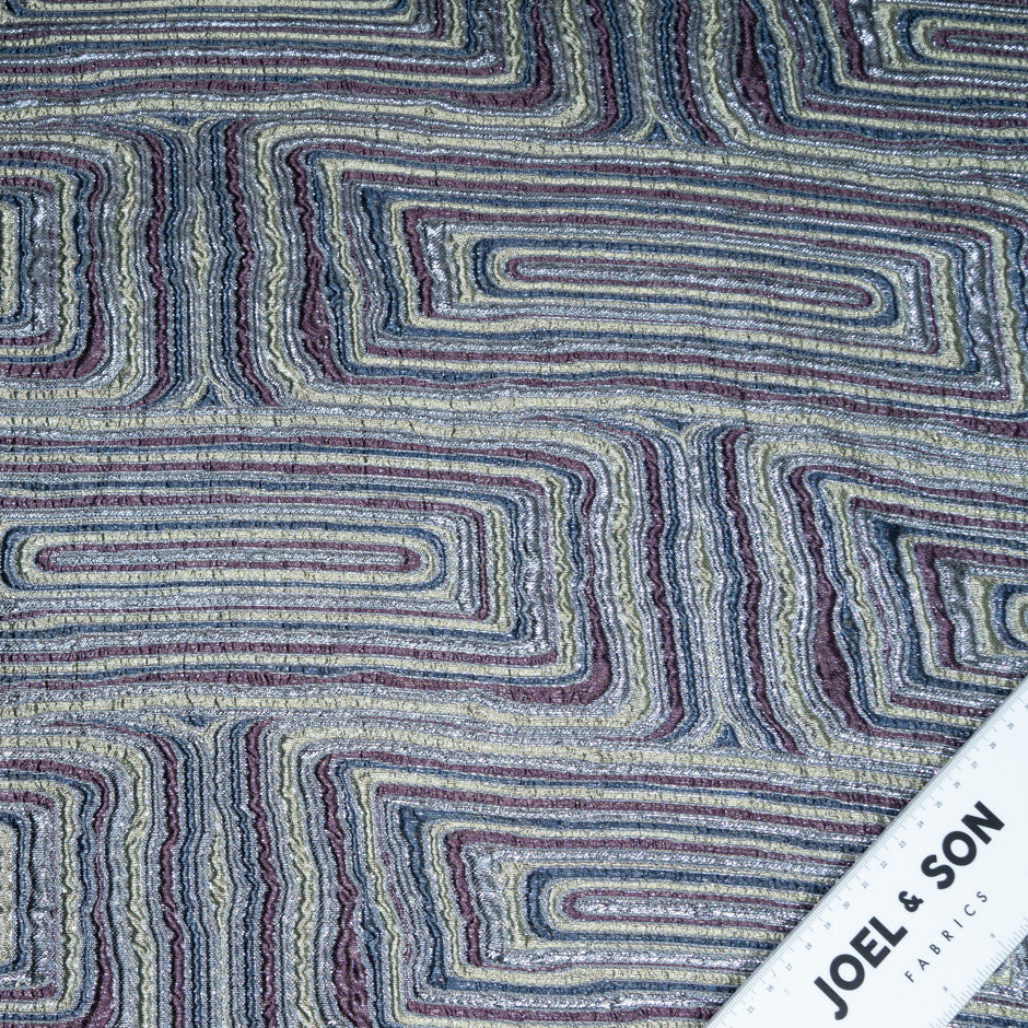 Lilac & Multi-Coloured Geo Metallic Cloqué