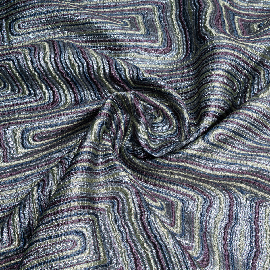 Lilac & Multi-Coloured Geo Metallic Cloqué