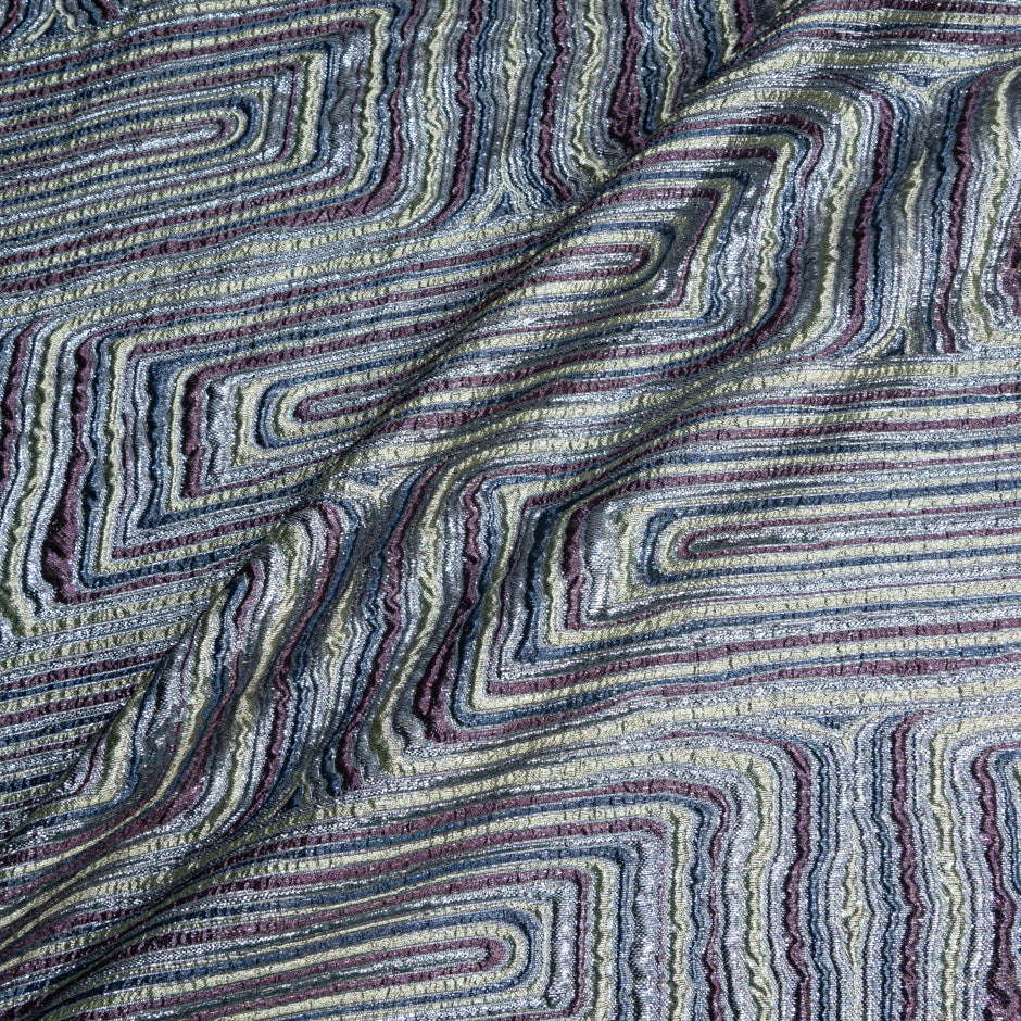 Lilac & Multi-Coloured Geo Metallic Cloqué