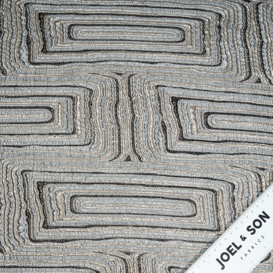 Black, Silver & Soft Gold Geometric Metallic Cloqué