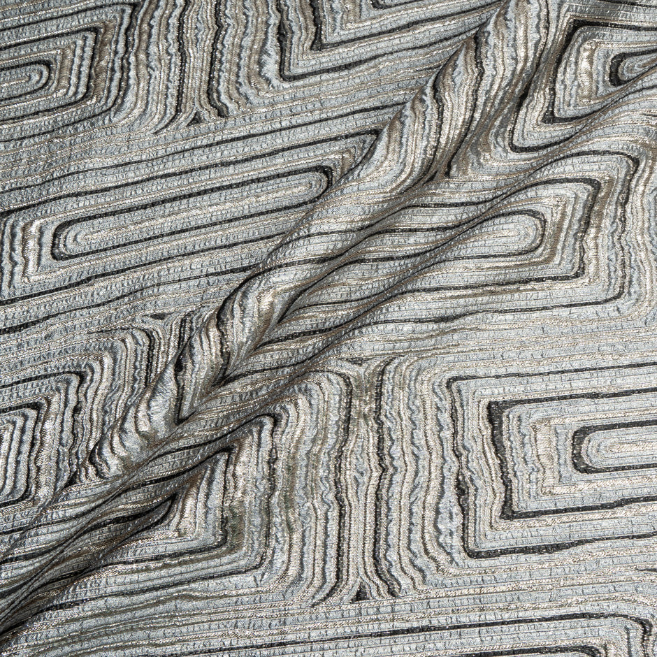 Black, Silver & Soft Gold Geometric Metallic Cloqué