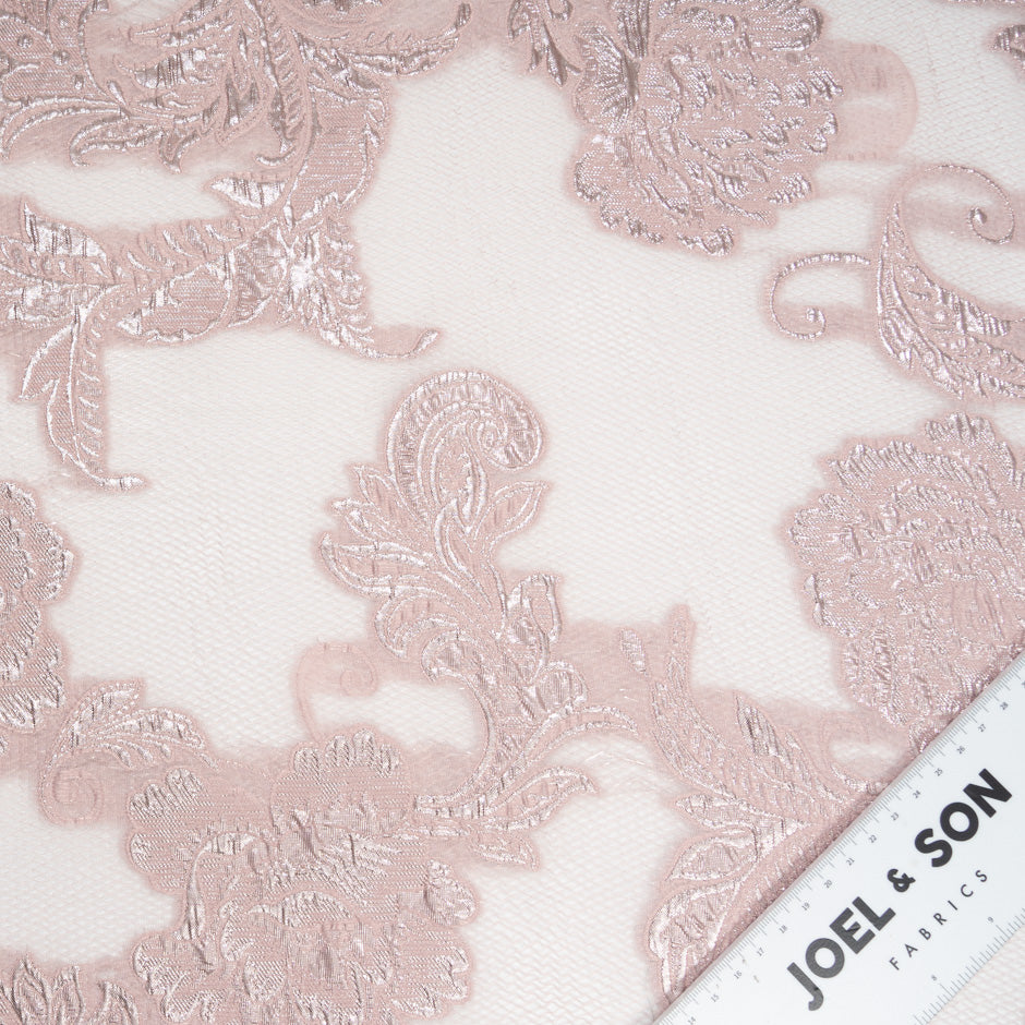 Baby Pink Metallic Floral Organza Cloqué